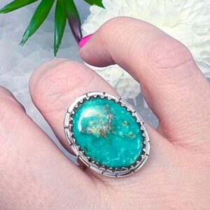 Kingman Turquoise Ring Size 7 Solid Sterling Silver 925 Native Southwestern